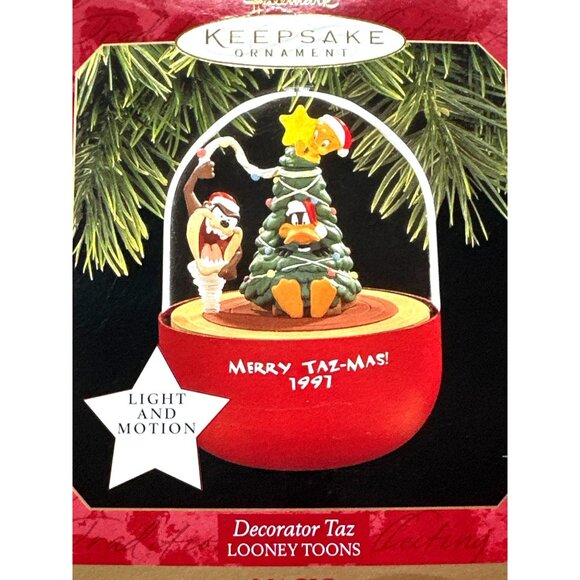 1997 Hallmark Keepsake Ornament Taz Looney Tunes Christmas Light Motion Vintage - Picture 1 of 11